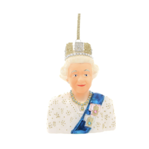 Crowned Queen Elizabeth II Glass Ornament